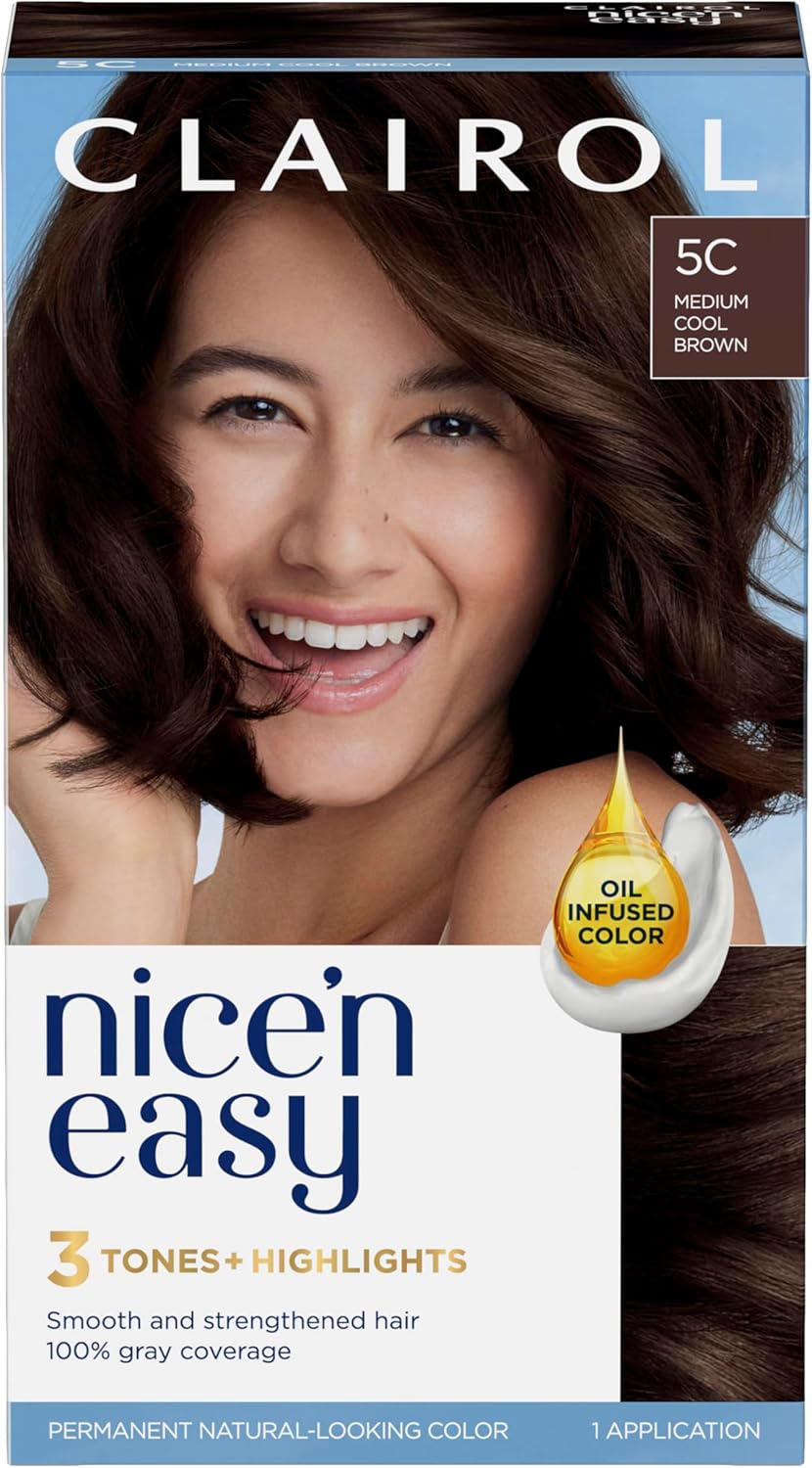 Clairol Nice'N Easy Crème, Natural Looking Oil Infused Permanent Hair Dye, 5G Medium Golden Brown