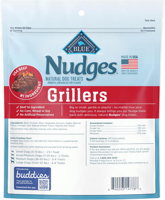 Blue Buffalo Nudges Grillers Natural Dog Treats, Made In The Usa With Real Steak, 16-Oz. Bag