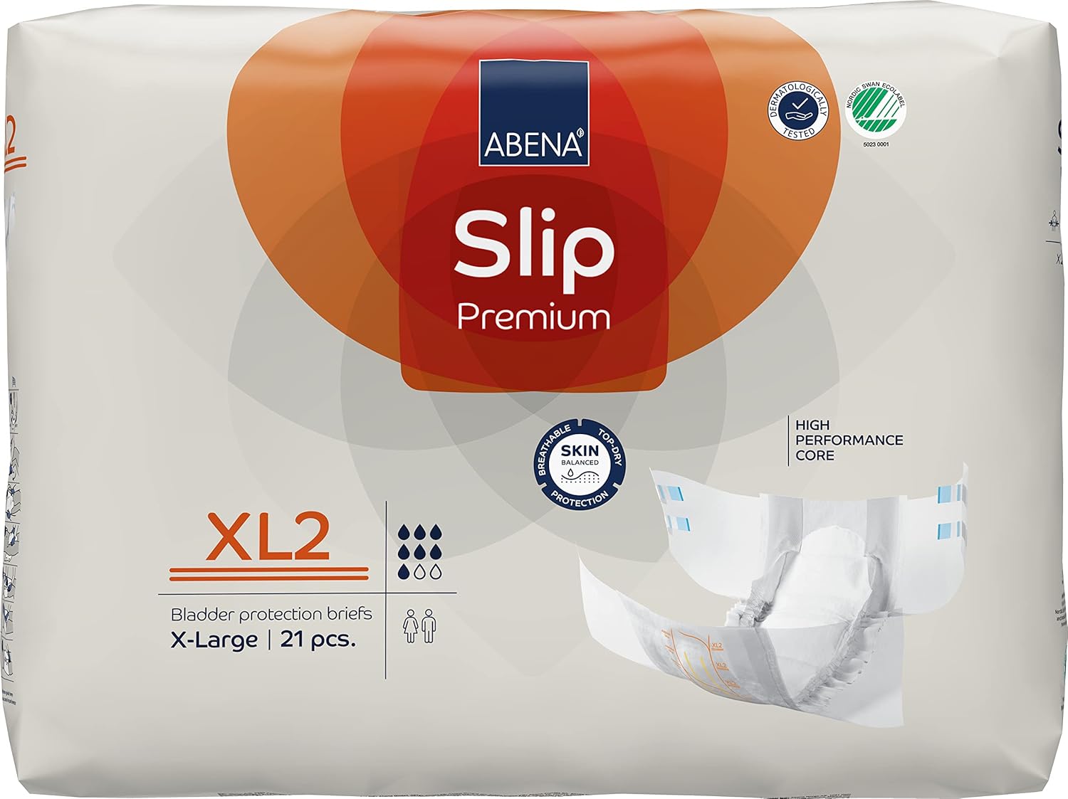ABENA Slip Premium All-In-One Incontinence Pads For Men & Women, Eco-Labelled Womens Incontinence Pads, Mens Incontinence Pads, - XL 2, 110-170cm Waist, 3400ml Absorbency, 21PK