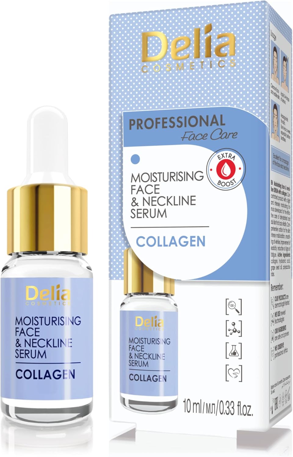 Delia Cosmetics - Collagen Serum - Intensive Anti-wrinkle & Moisturising Treatment for all Skin Types - 100% Face & Neckline Serum - Collagen & Hyaluronic Acid - PARABEN FREE - 10ml : Amazon.co.uk: Beauty