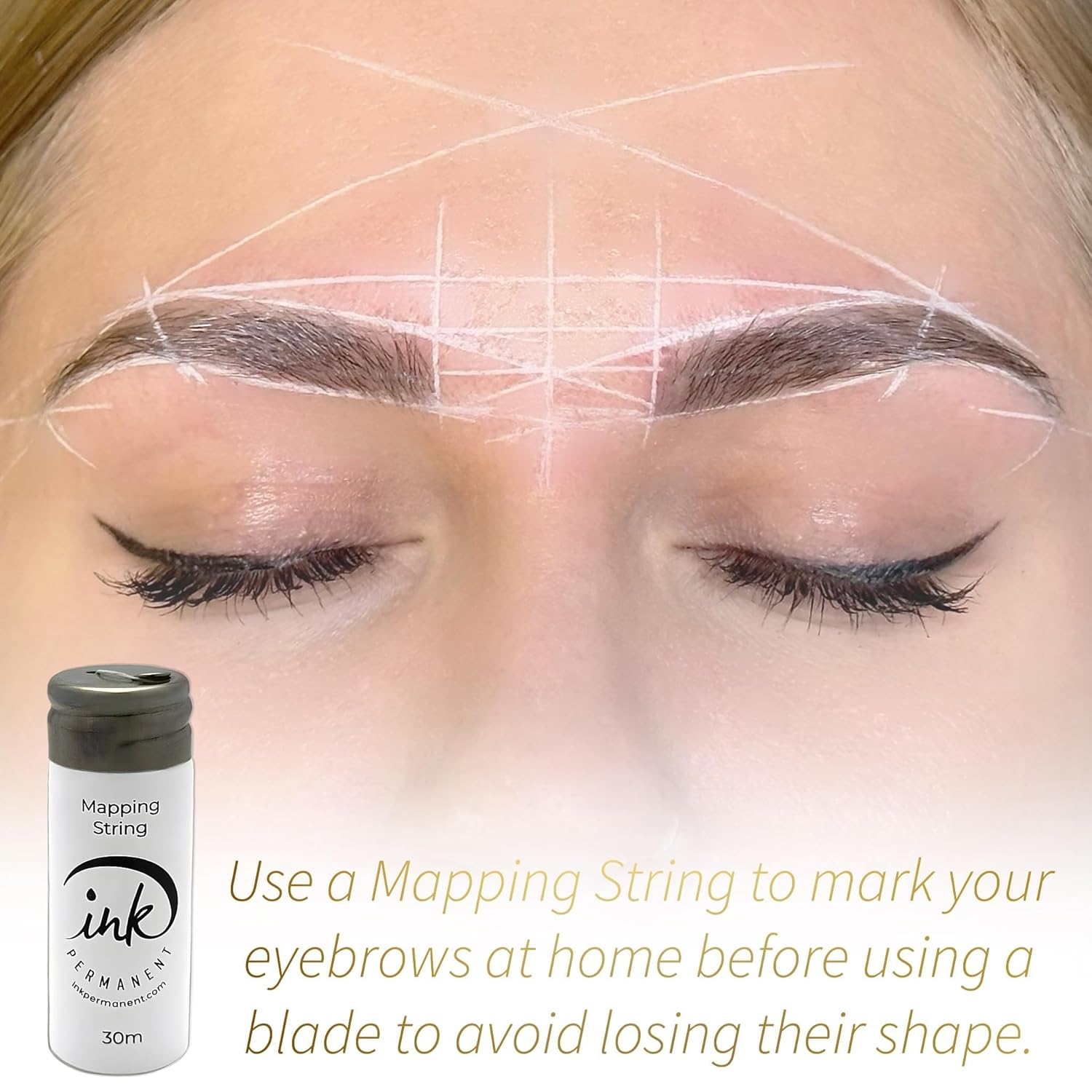Ink Permanent White Brow Mapping String [100 Ft Bottles - 30 M] Pre-Inked String For Permanent Makeup And Microblading Supplies, Brow Mapping Kit, Eyebrow Thread For Shaping (White) : Beauty & Personal Care