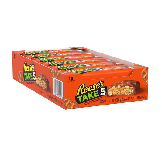 Reese'S Take 5 Pretzel, Peanut And Chocolate Candy Bars, 1.5 Oz (18 Count)