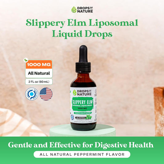 Slippery Elm Liquid Extract | Vegan, Non-Gmo, No Alcohol, Natural Flavor | Ultra Soothing Formulated Organic Slippery Elm Drops For Digestive & Immune Support (2 Oz 60 Ml)