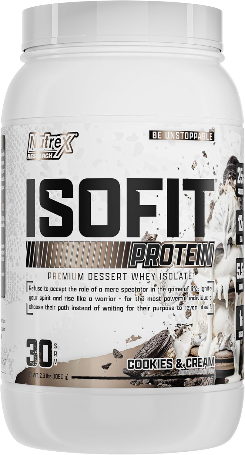 Nutrex Research Isofit Cookies & Cream Whey Isolate Protein Powder 100% Whey Protein Isolate | Muscle Recovery, Naturally High Eaas | Fast Absorbing, Easy Digestion | (Cookies & Cream, 30 Servings)