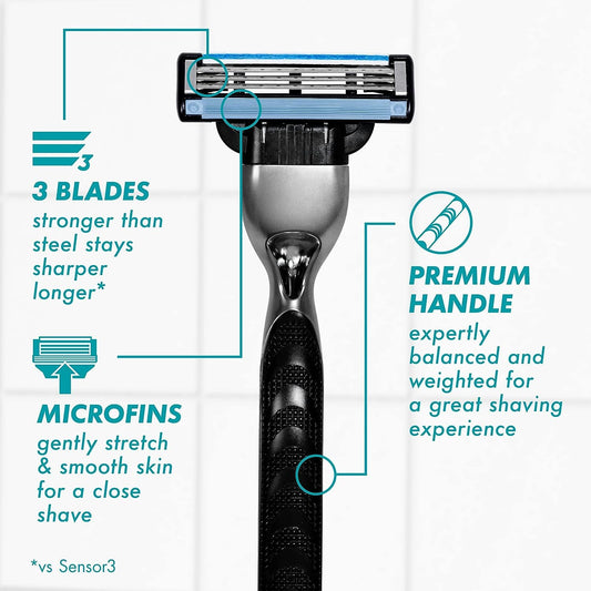 Gillette Mach3 Men'S Razor Handle + 5 Blade Refills