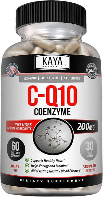 Kaya Naturals - Coq10 Power Antioxidant Supplement For Vascular, Heart Health, Healthy Blood Pressure Levels, And Immune Function - Restores Daily Cellular And Energy Production - 60 Veggie Capsules