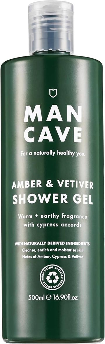 Mancave Amber Vetiver Mens Shower Gel, 500 Ml, Body Wash, Natural Ingredients, Vegan, Eco-Conscious And Cruelty-Free, Invigorating Shower Gel For Men With Rich Amber, Fresh Cypress, Body Wash For Men