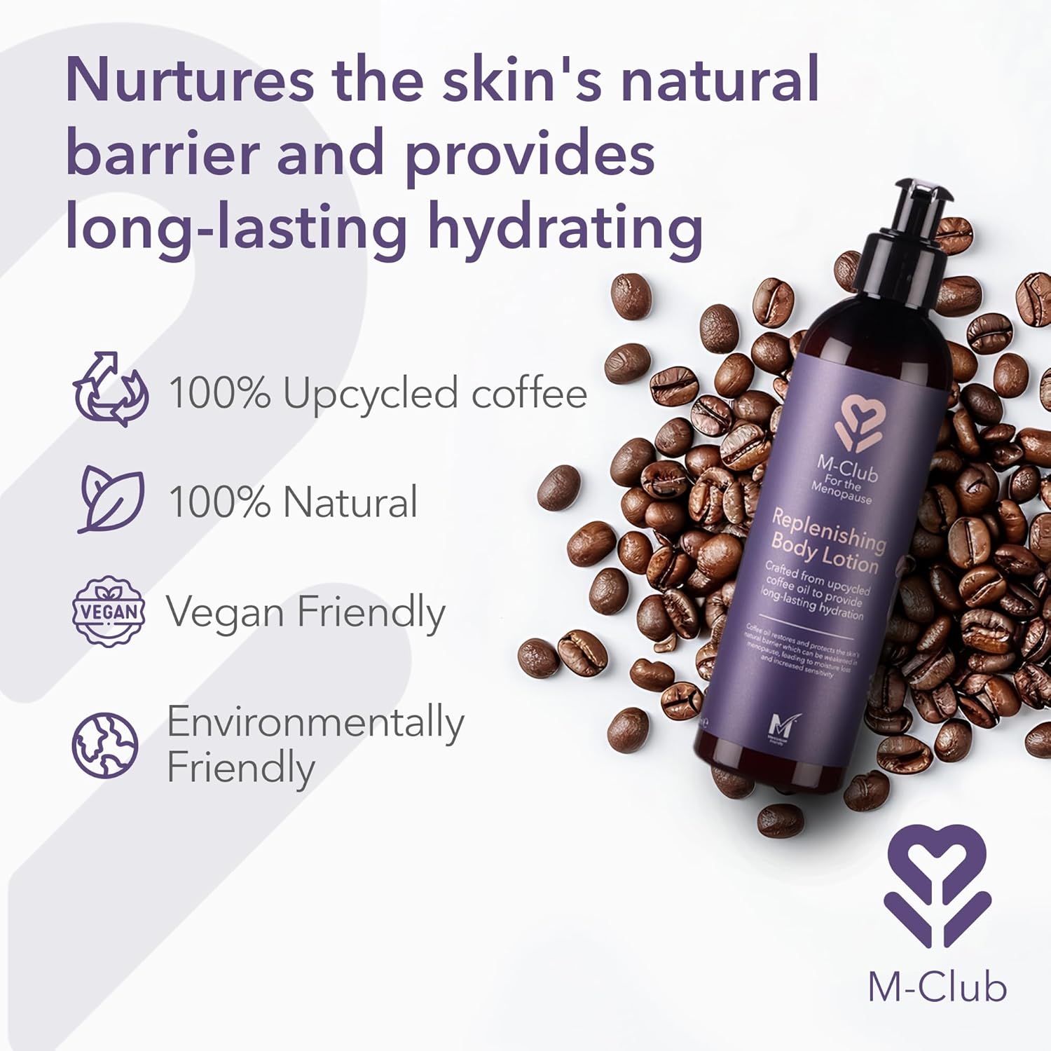 M-Club Replenishing Body Lotion for Women & the Menopause - Hydrating Body Moisturiser for Dry Skin is Fast-Absorbing Body Cream Restores & Protects the Skin – Made with Upcycled Coffee Oil - 250ml : Amazon.co.uk: Beauty