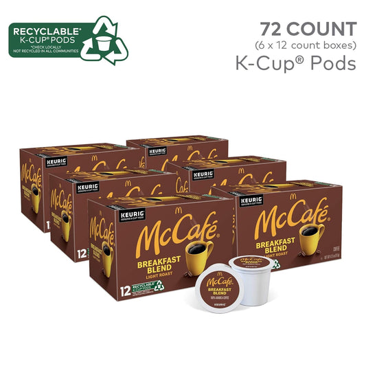 McCafe Breakfast Blend, Single Serve Coffee Keurig K-Cup Pods, Light Roast, 72 Count (6 Packs of 12)