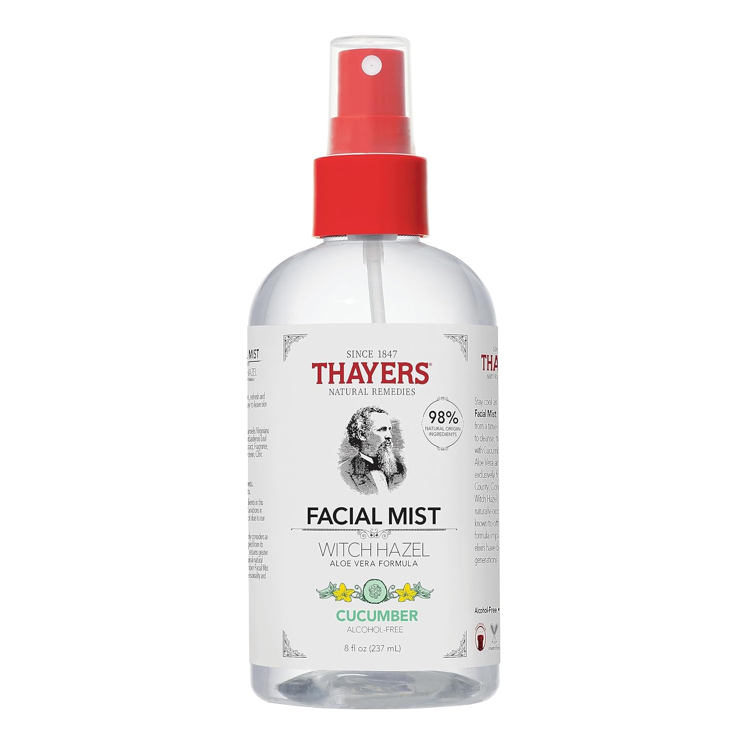 Thayers Alcohol-Free Witch Hazel Facial Mist Toner With Aloe Vera, Cucumber, Soothing And Hydrating, For All Skin Types, 8 Oz