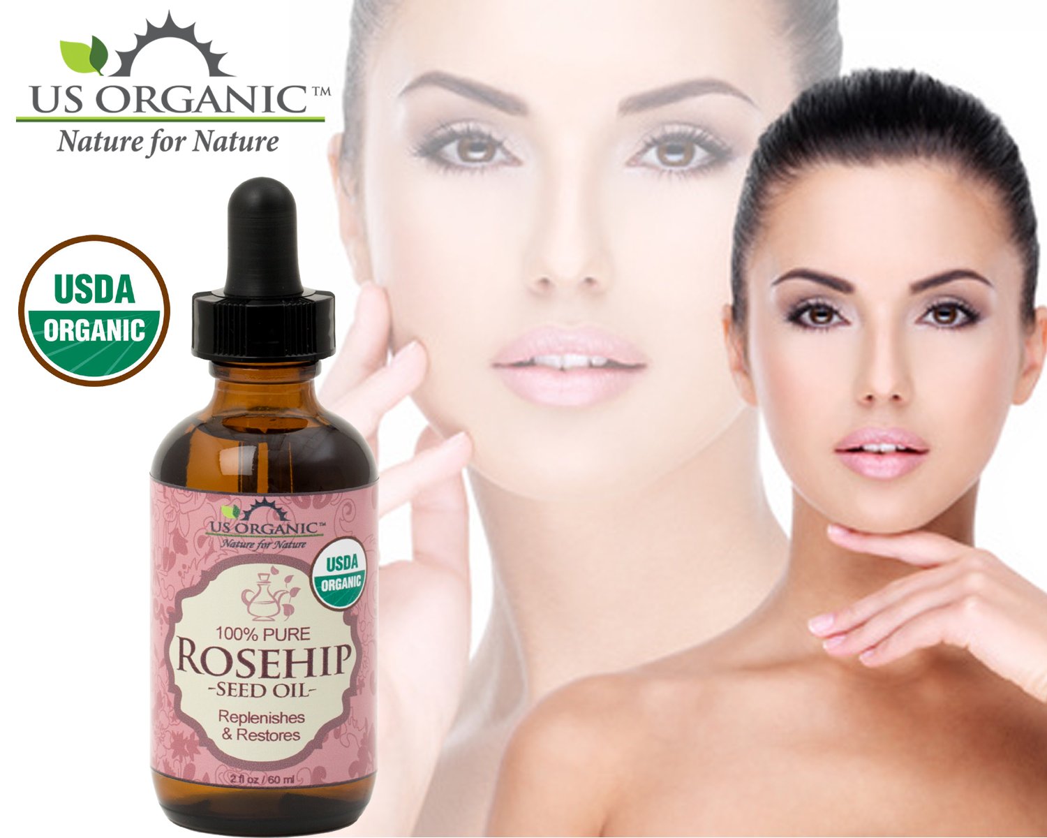 US Organic Rosehip Seed Oil, USDA Certified Organic, Cold Pressed, Virgin Organic, Amber Glass Bottle and Glass Eye Dropper for Easy Application - 2 oz (56 ml) : Beauty & Personal Care