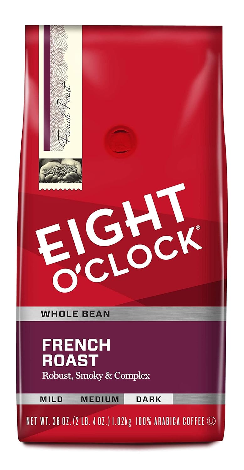 Eight O'Clock Coffee French Roast, Dark Roast, Whole Bean Coffee, 36 Ounce (Pack of 1), 100% Arabica, Kosher Certified