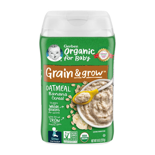 Gerber Organic 2Nd Foods Sitter Banana Oatmeal Baby Food Glass Jar, 8 Ounce (Pack Of 2)