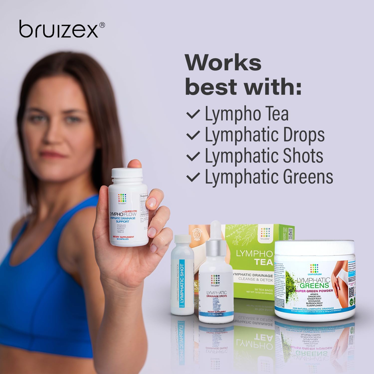 Bruizex Lympho Flow Lymphatic Drainage Supplement, Supports Lymphatic System Health, Liposuction, Bbl, 360 Lipo, Tummy Tuck & Lymphedema Post Surgery Recovery, Made With Qercetin, 60 Capsules : Health & Household