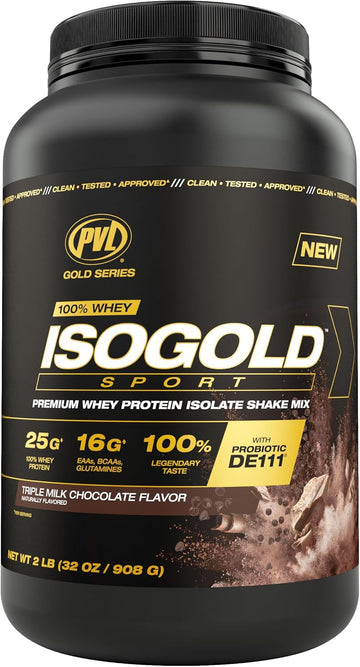 Gold Series - 100% Whey Isogold Sport - Premium Whey Protein Isolate Shake Mix - 2 Lb - Triple Chocolate