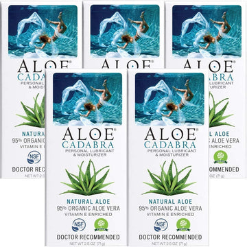 Aloe Cadabra Couples Personal Lubricant, Organic Sex Lube, Toy Friendly for Him, Her, Couples, Natural Aloe, 2.5 Ounce (Pack of 5)