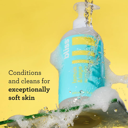 Bliss Soapy Suds Body Wash - Lemon and Sage - 17 Fl Oz - Gentle and Hydrating for Supremely Soft Skin - Paraben Free - Vegan & Cruelty Free