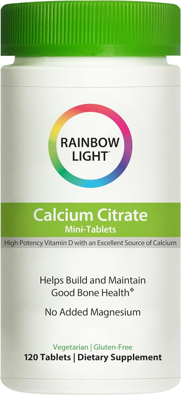 Rainbow Light Calcium Citrate Mini-Tablets With Vitamin D, Dietary Supplement Provides High-Potency Bone Health Support, With Calcium and Vitamin D, Vegetarian and Gluten Free, 120 Count