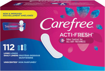 Carefree Acti-Fresh Body Shaped Panty Liners, Flexible Protection that Molds to Your Body, Long, 112 Count (Pack of 1)