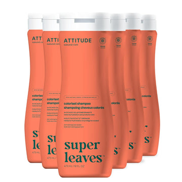 Attitude Colorlast Hair Shampoo, Ewg Verified, For Color Treated Hair, Protects Color, Naturally Derived Ingredients, Vegan And Plant Based, Avocado Oil And Pomegranate, 473 Ml (Pack Of 6)