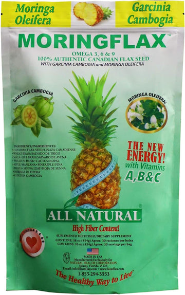 Moringflax Bag Formula 100 Natural Canadian Flax Seed With Garcinia Cambogia And Moringa Oleifera Bag, Tan, 16 Ounce