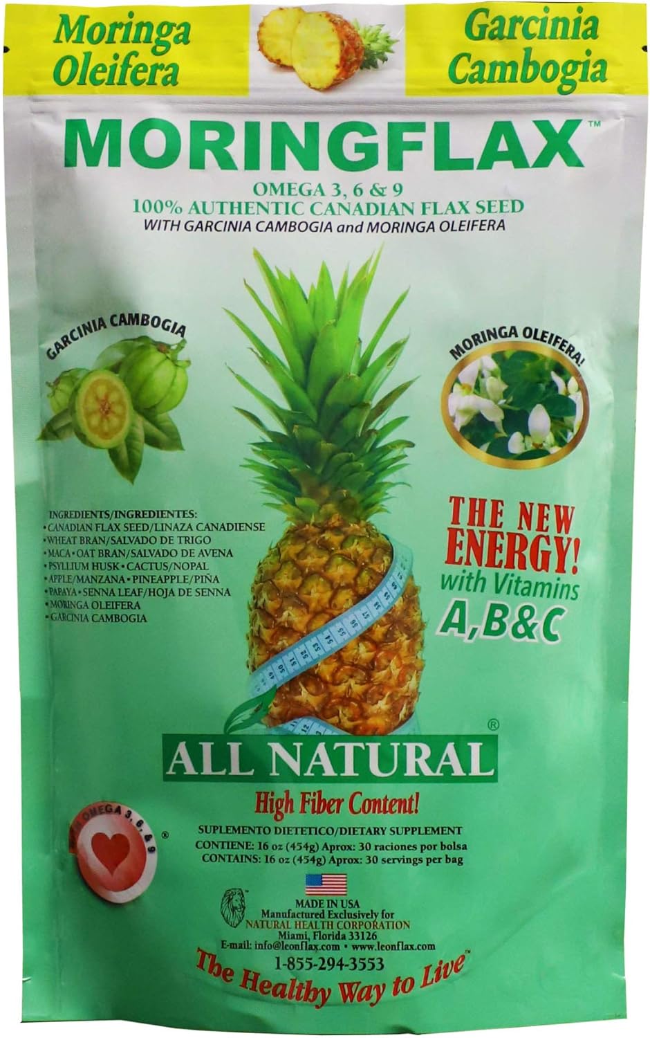 Moringflax Bag Formula 100 Natural Canadian Flax Seed With Garcinia Cambogia And Moringa Oleifera Bag, Tan, 16 Ounce