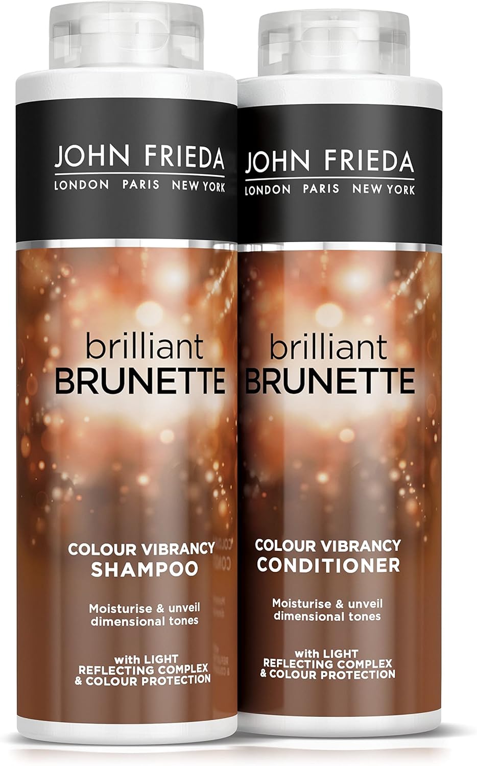 John Frieda Brilliant Brunette Colour Vibrancy Shampoo and Conditioner Duo Pack 2 x 500 ml, Shampoo and Conditioner Bundle for Brunette Hair : Amazon.co.uk: Beauty
