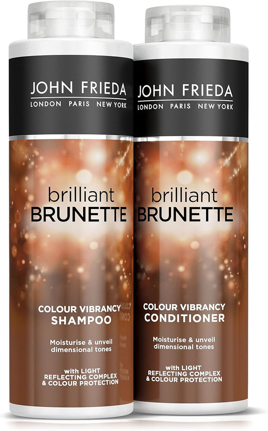 John Frieda Brilliant Brunette Colour Vibrancy Shampoo and Conditioner Duo Pack 2 x 500 ml, Shampoo and Conditioner Bundle for Brunette Hair : Amazon.co.uk: Beauty