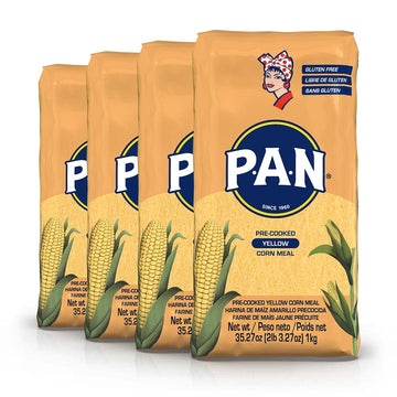 P.A.N. Yellow Corn Meal – Pre-cooked Gluten Free and Kosher Flour for Arepas (2.2 lb/Pack of 4)