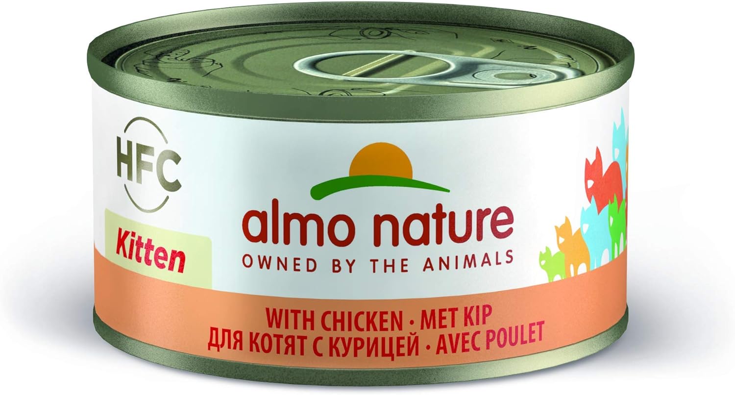 almo nature HFC Natural - Kitten Wet Food with Chicken (Pack of 24 x 70g Tins) :Pet Supplies