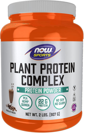 NOW Sports Nutrition, Plant Protein Complex 22 Grams, Chocolate Mocha Powder, 2-Pound