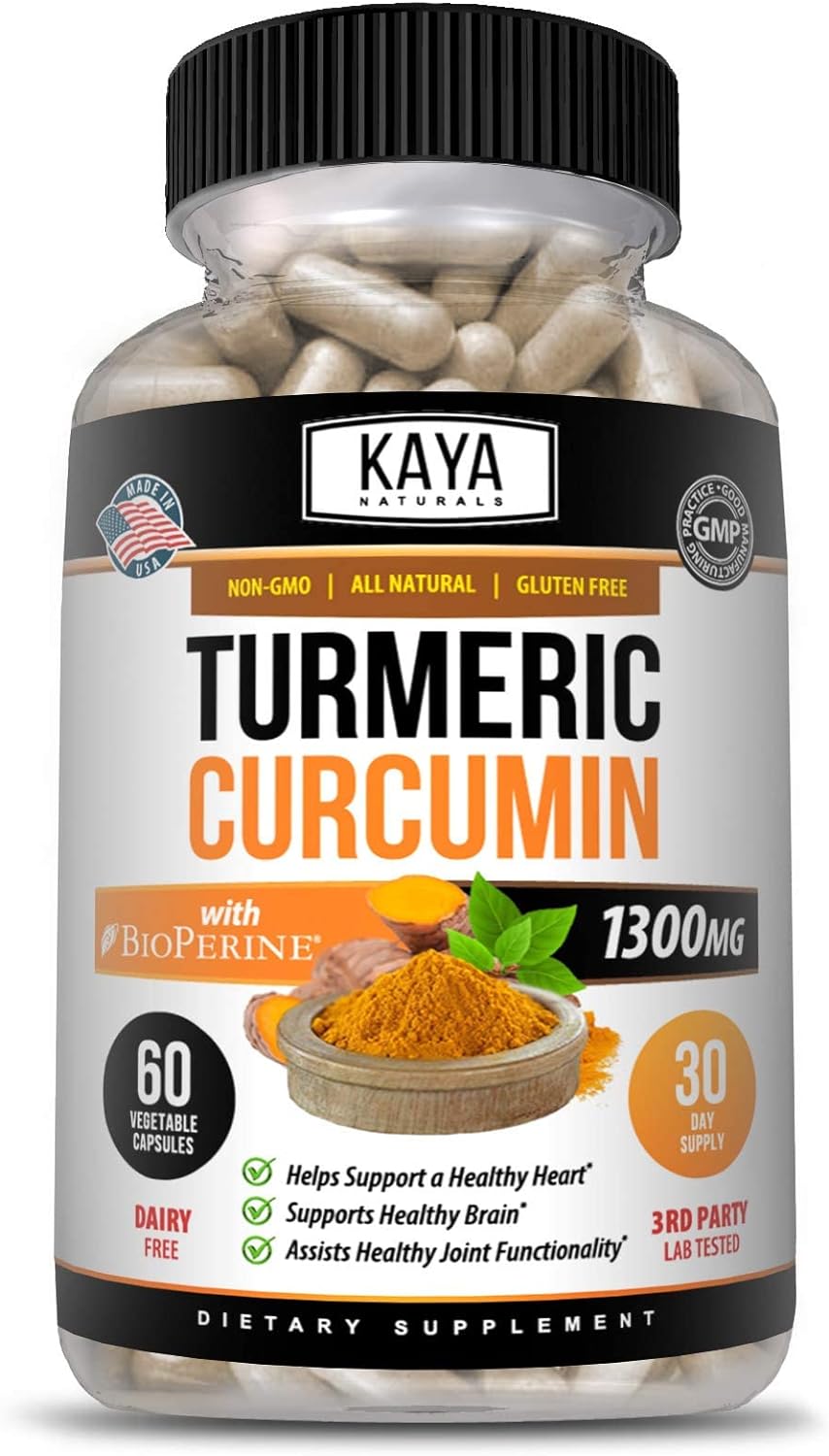 Kaya Naturals Turmeric Platinum, 60 Count Capsules, Bioperine, Premium Joint Support With 95% Standardized Curcuminoids - 60 Capsules