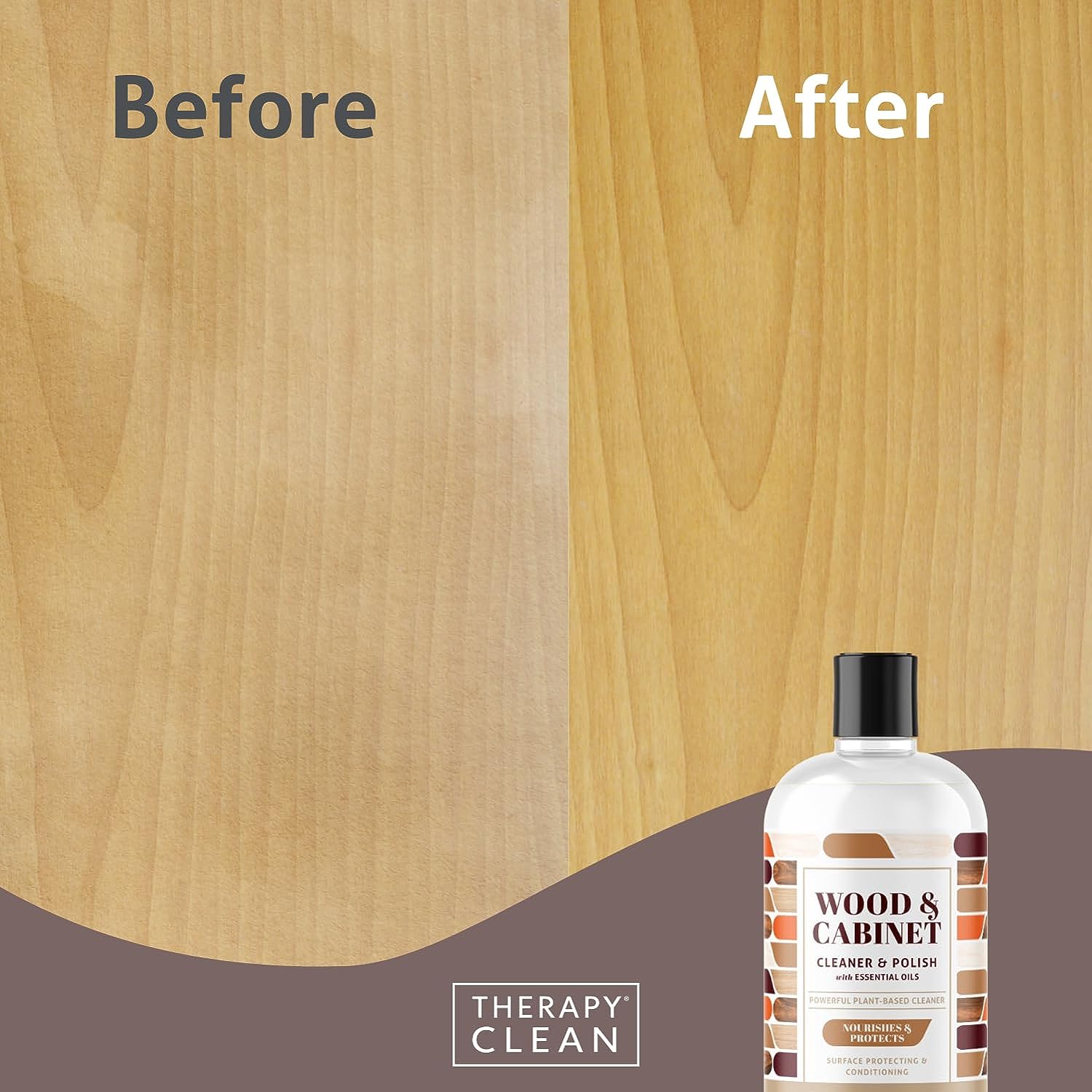 Therapy Wood Polish Kit 16 oz. - Best Wood Polish for Furniture - Wood Cleaner - Cabinet and Table Restorer - Natural Conditioner : Health & Household