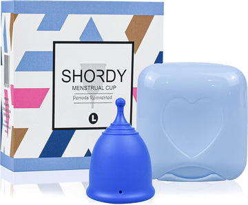 Shordy Menstrual Cup, Single Pack (Large) With Box, Soft & Flexible, Copa Menstrual Kit For Women | Up To 12 Hours Of Comfort, Eco-Friendly & Safer Alternative To Pads & Tampons (Blue)