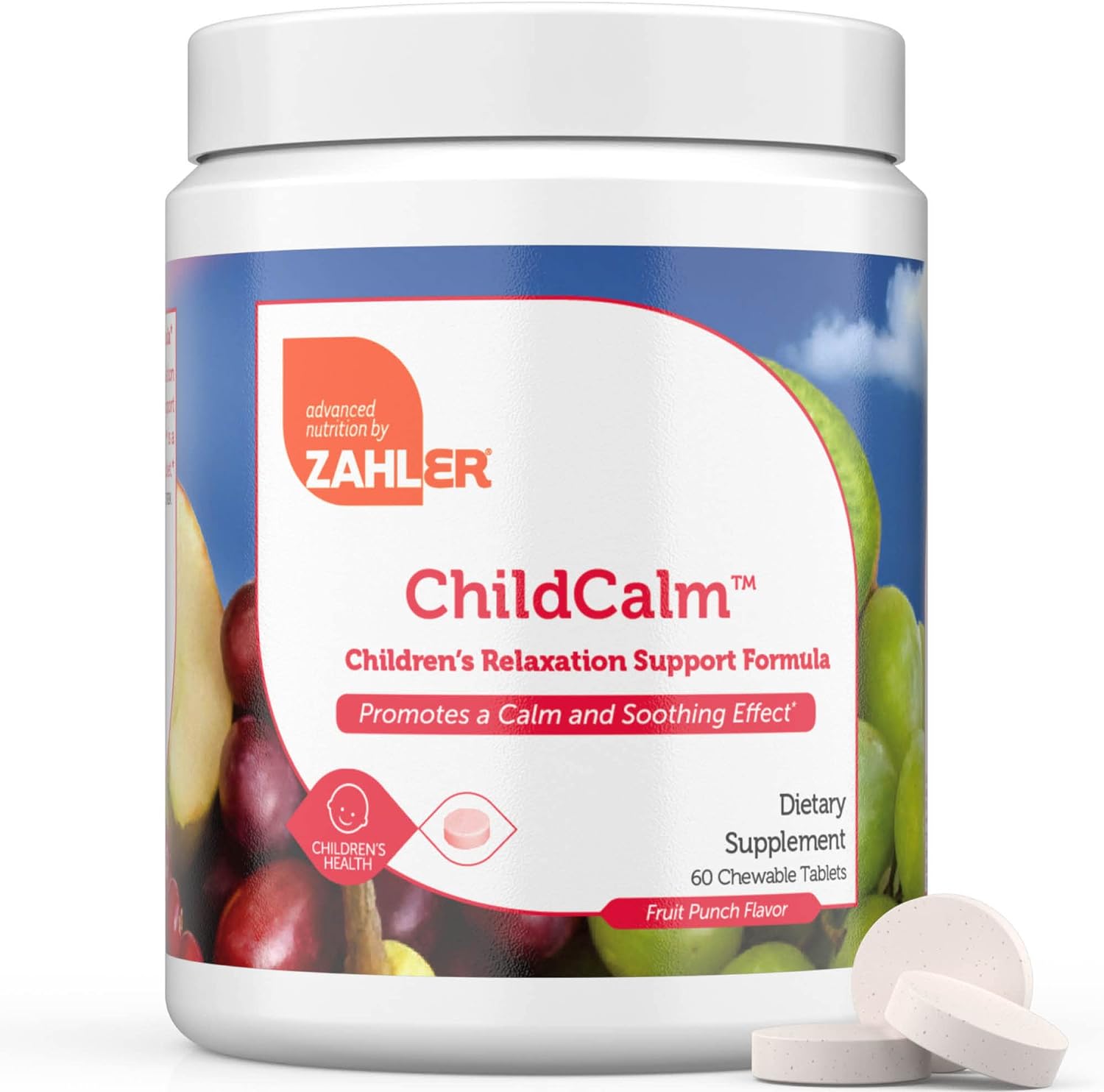 Zahler ChildCalm, Kosher Fruit Punch Chewable Magnesium for Kids - Natural Calm, Mood Support, and Relaxation - Calming Kids Magnesium Supplement Childrens Magnesium, 60 Tablets