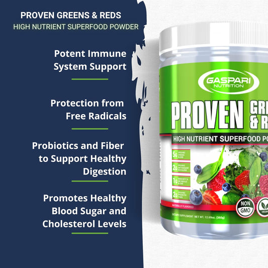 Gaspari Nutrition Greens and Reds: Organic Superfood Powder, Immune Support, Probiotics and Fiber, Vegan and Non-GMO, (30 Servings, Naturally Flavored)