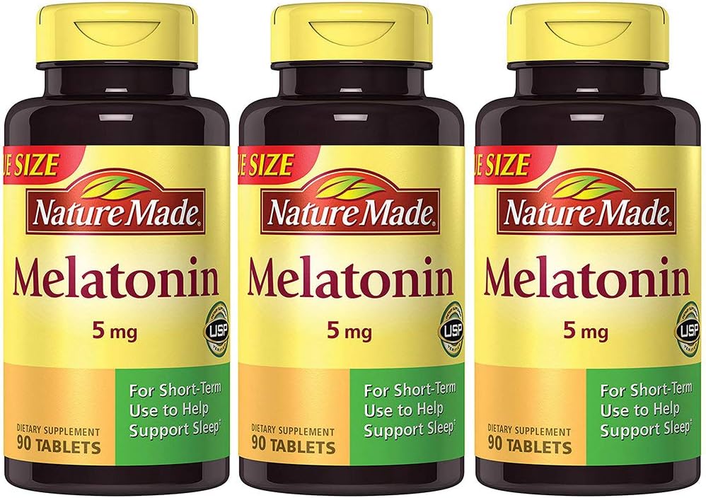 Nature Made Maximum Strength Melatonin 5 mg, 90 Tablets (3 Bottles)