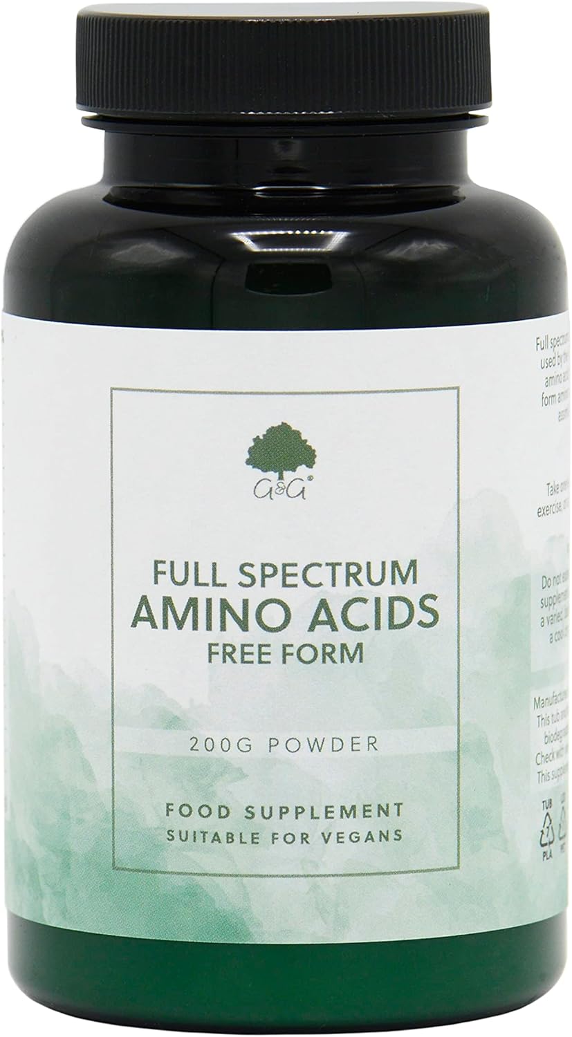 Full Spectrum Amino Acid Powder | Bcaa | Vegan Free Form Amino Acids | 200G Powder | G&G Vitamins