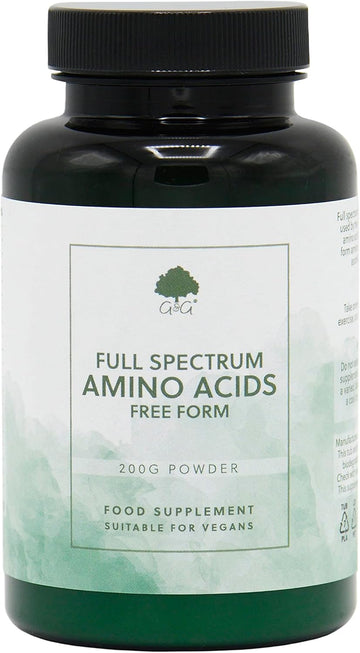 Full Spectrum Amino Acid Powder | Bcaa | Vegan Free Form Amino Acids | 200G Powder | G&G Vitamins