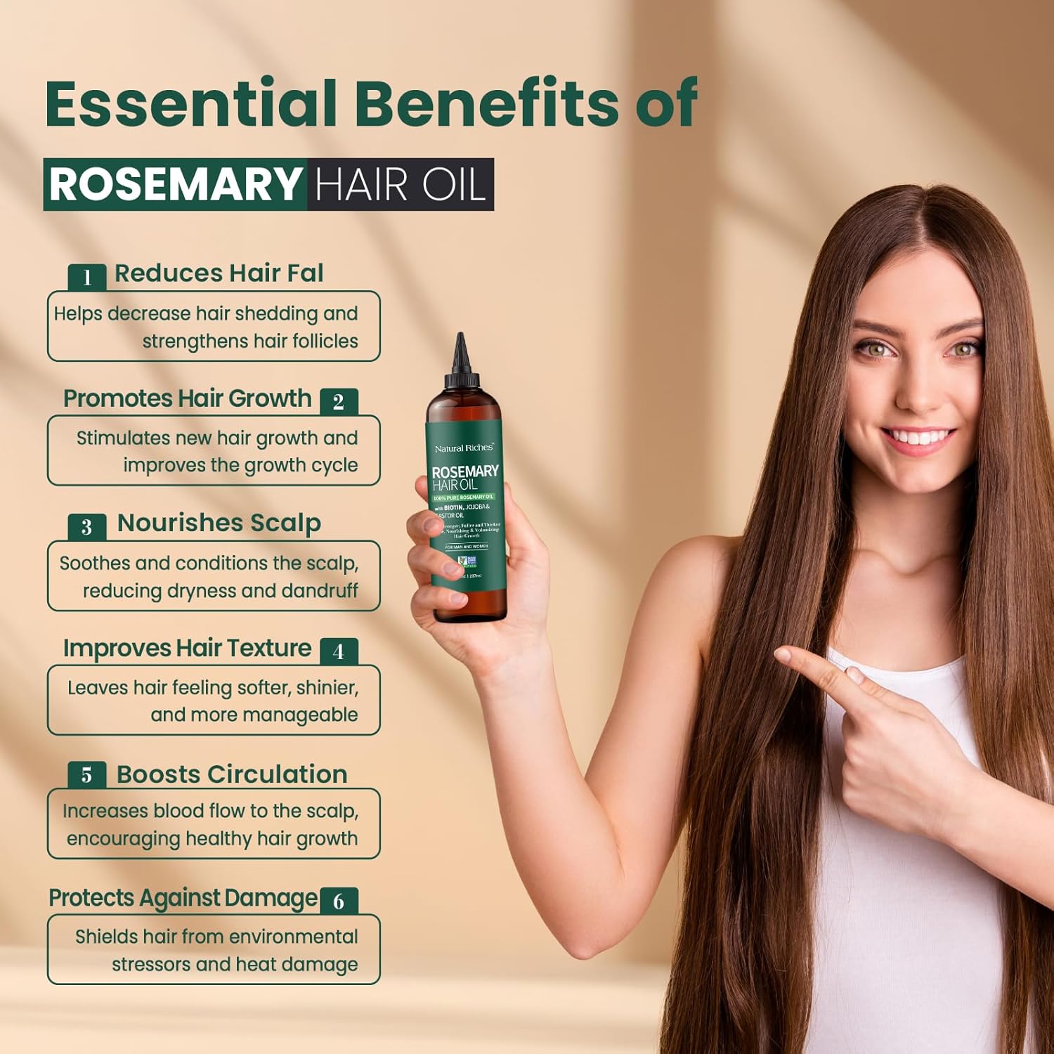 Natural Riches Rosemary & Batana Hair Oil (8 Fl Oz) | Revitalizing And Strengthening Hair Treatment For Fuller, Healthier-Looking Hair | Paraben Free | Suitable For All Hair Types : Beauty & Personal Care