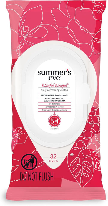 Summer'S Eve Blissful Escape & Simply Sensitive Daily Feminine Wipes, 32 Count