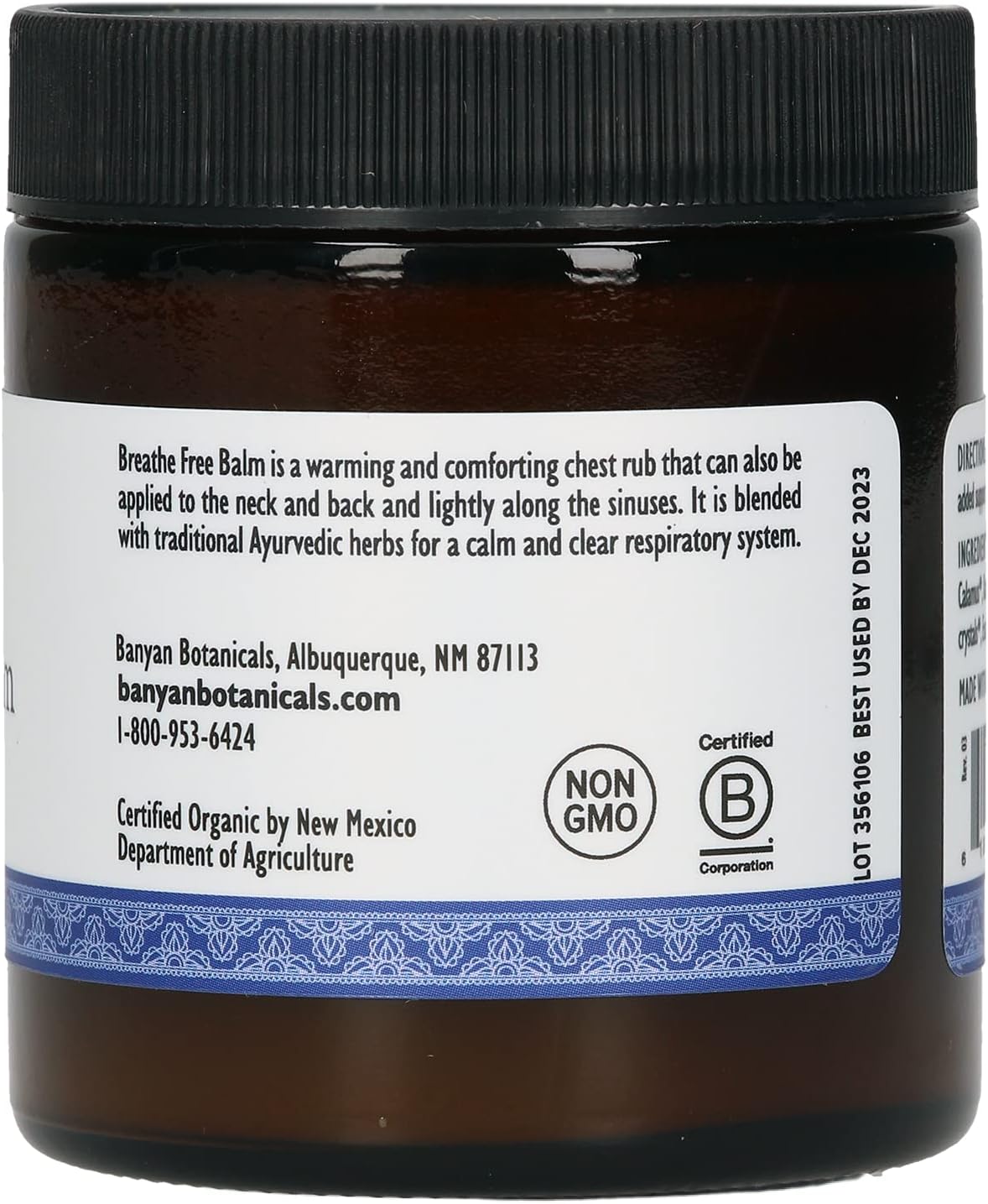 Banyan Botanicals Breathe Free Balm – 99% Organic, Natural Chest Rub with Eucalyptus & Menthol Crystals ­­– for Respiratory Relief & Easy Breathing – . – Non GMO Sustainably Sourced Vegetarian