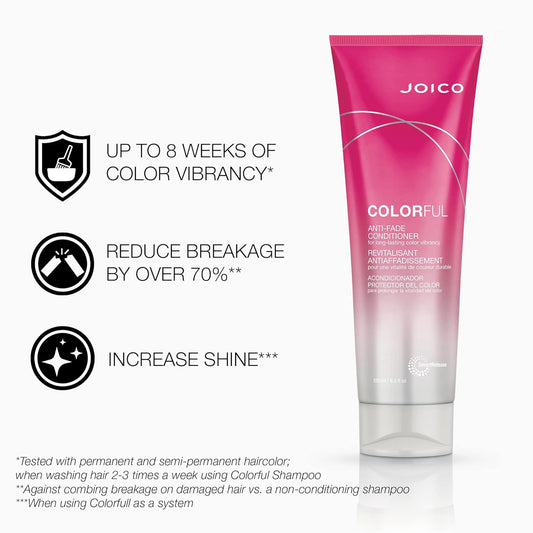 Joico Colorful Anti-Fade Conditioner | For Color-Treated Hair | Preserve Hair Color & Vibrancy | Boost Shine & Reduce Breakage | Sulfate Free | With Camellia Oil & Pomegranate Extract | 8.5 Fl Oz