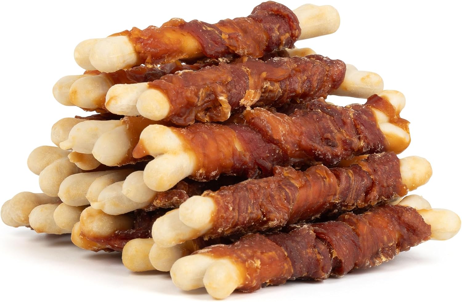 Mon2Sun Double Flavor Dog Treats, 4 Inch Chicken And Duck Wrapped Calcium Bones, Rawhide Free Dog Chews For Small Dogs, Teeth Cleaning Dog Bones, 10.58Oz (15 Count-Pack Of 1)