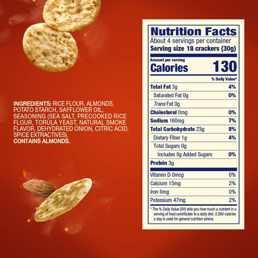 Blue Diamond Almonds Nut Thin Crackers Crisps, Smokehouse, 4.25 Oz