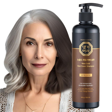 Daeng Gi Meo Ri - New Gold Real Cover Shampoo [Natural Brown] For Gray Hair Care With Korean Herbal Extracts, Anti-Hair Loss Formula, 300G