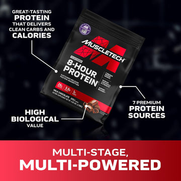 Muscletech Platinum 8-Hour Protein Powder - 7 Premium Protein Sources With Whey & Casein Protein For Increased Lean Muscle, Strength & Improved Recovery - Vanilla Cake, 50 Servings