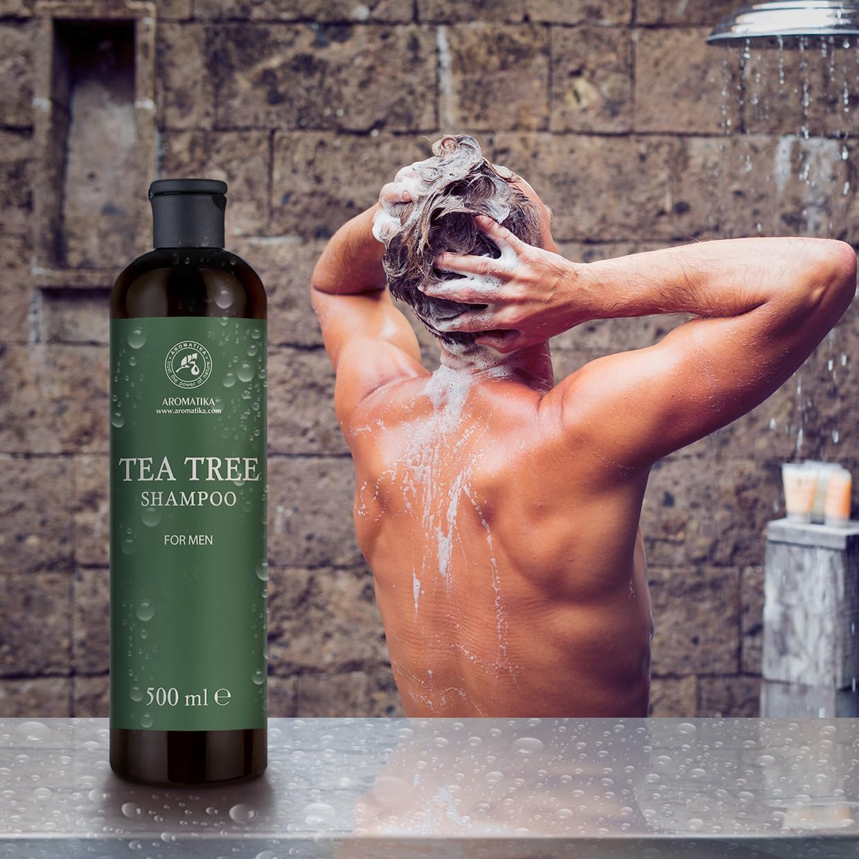Tea Tree Shampoo For Men 500Ml - Shampoo With Tea Tree Essential Oil - Soft And Supple Hair - Hair And Scalp Care - All Hair Types -Moisturising - Fresh Aroma