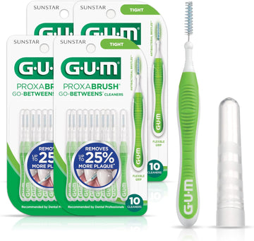Gum Proxabrush Go-Betweens - Ultra Tight -Interdental Brushes - Soft Bristled Dental Picks For Plaque Removal Health - Safe For Braces & Dental Devices, 15 Count