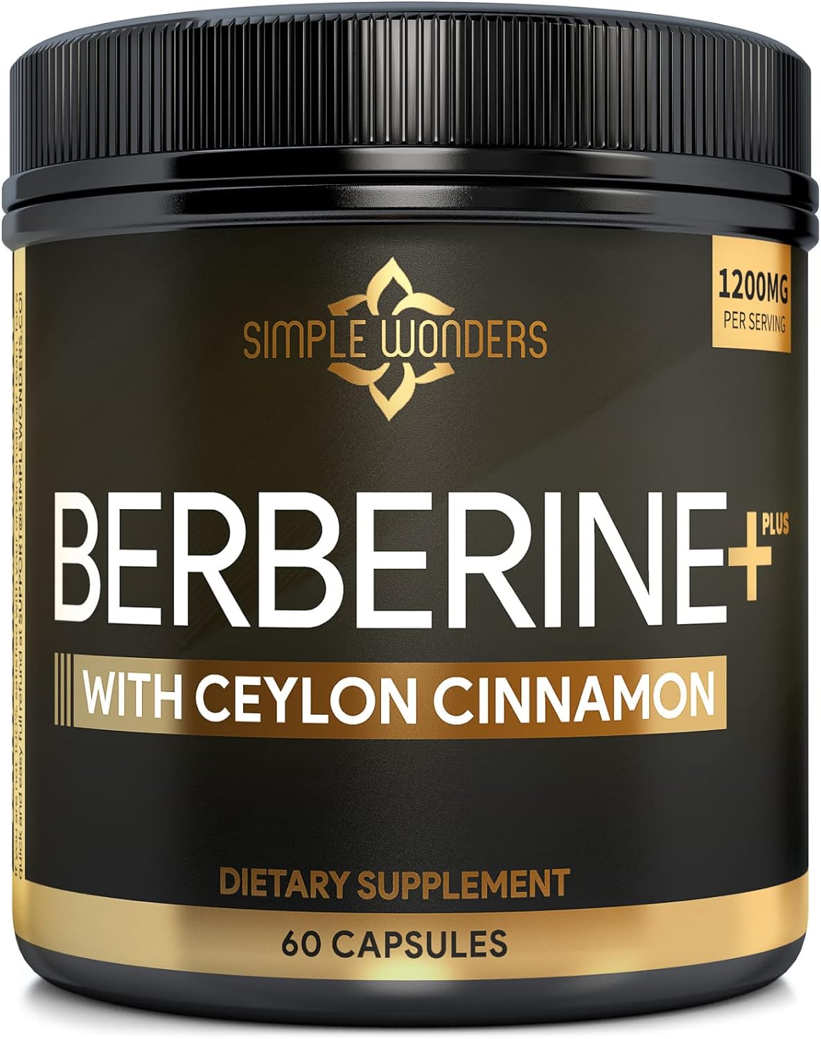 Berberine 1200mg HCL Plus Ceylon Cinnamon Capsules - Metabolic & Immune Support Berberine Supplement, AMPK Metabolic Activator Complex, Cardiovascular Support - Berberine HCL 1200 mg Capsules